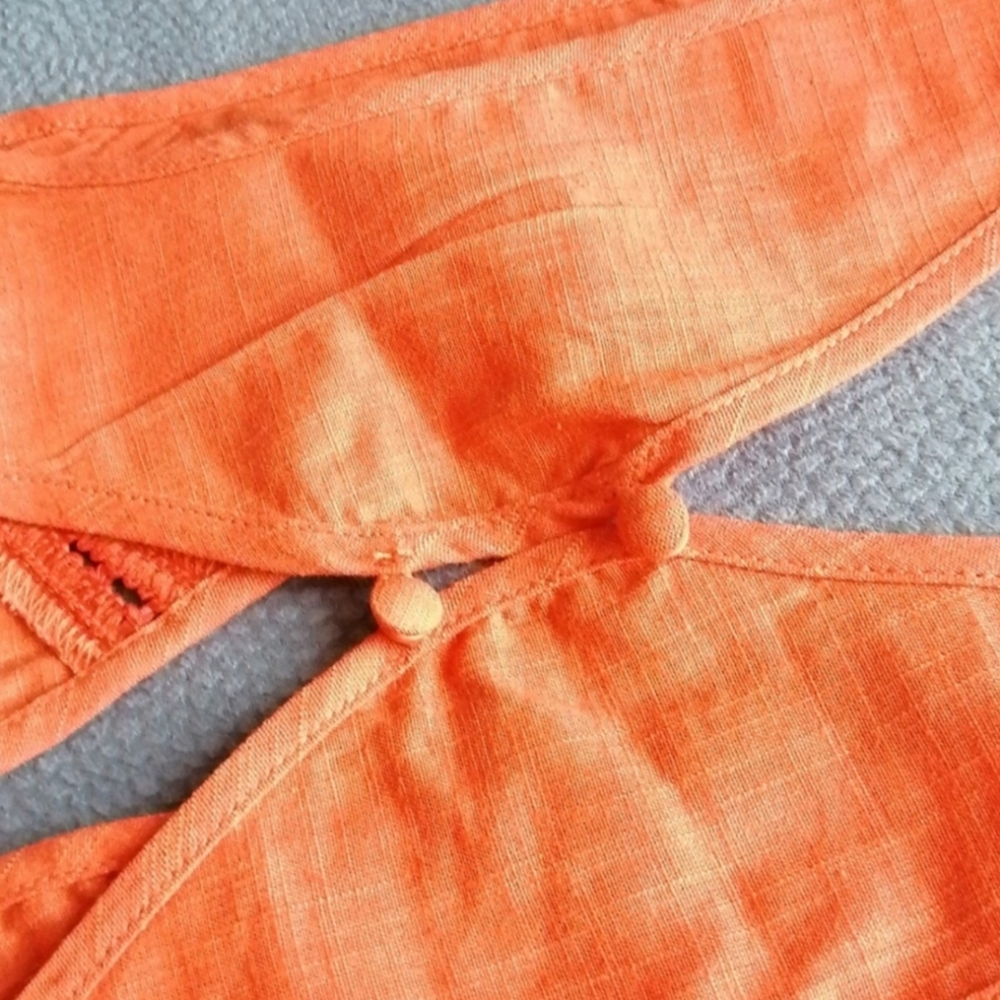 NWT Anthropologie V-Neck Back-Cutout Mini Dress Orange Halter Swim Cover-up - Picture 14 of 14